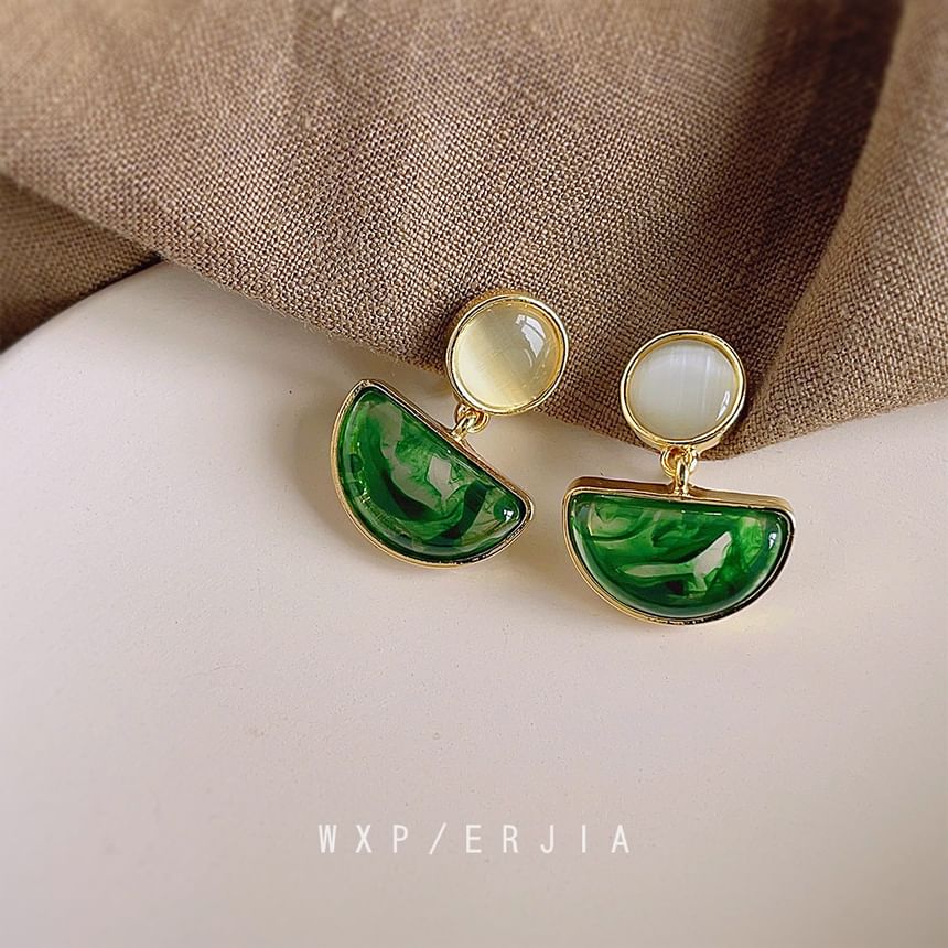 Gemstone Alloy Geometric Drop Earring Faux