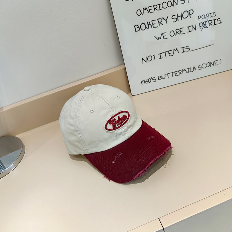 Cap Baseball Distressed Lettering Applique