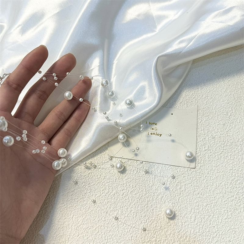 Layered Choker Pearl Faux