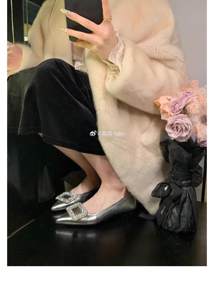 Flats Rhinestone Pointy Buckled