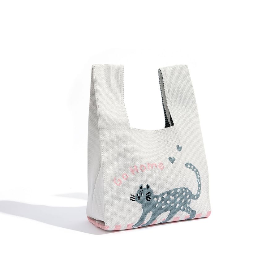 Bag Jacquard Cartoon Knit Tote