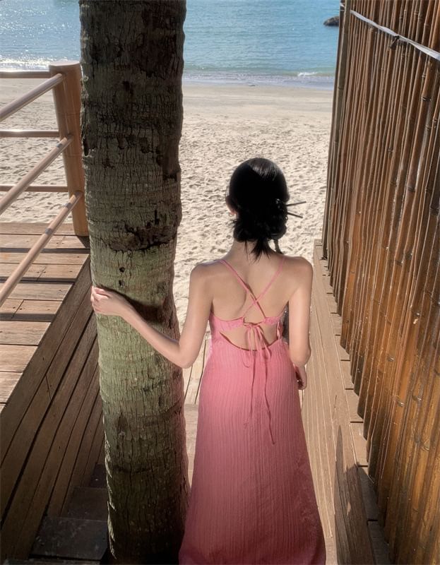 Strap Spaghetti Dress Plain Maxi Mermaid