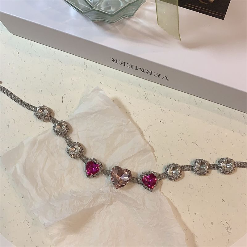 Rhinestone Choker Heart
