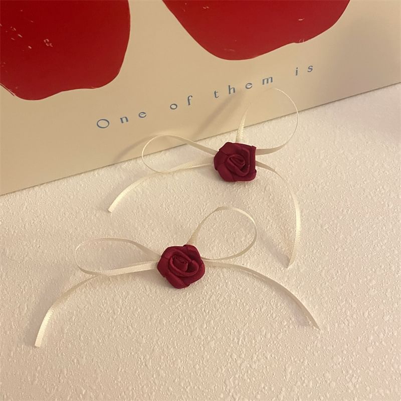 Rose Ribbon Stud Earring