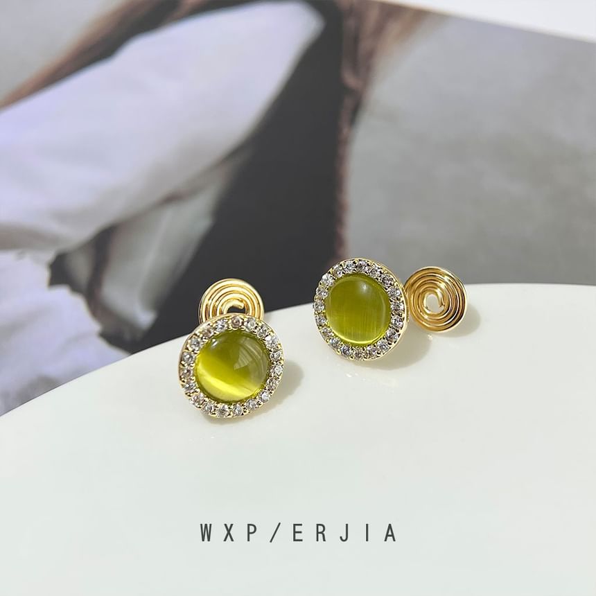 Rhinestone Faux Ear Alloy Cat Eye Cuff Stone