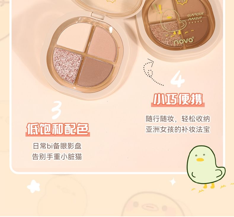 Palette de fards à paupières portable de 4 couleurs