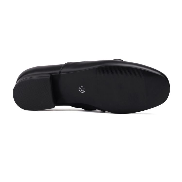 Heel Plain Leather Lace-Up Chunky Faux Shoes