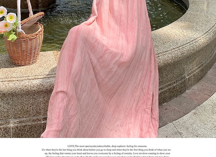 A-Line Spaghetti Strap Plain Dress Maxi