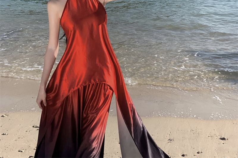 Robe d'été longue ombrée à col licou