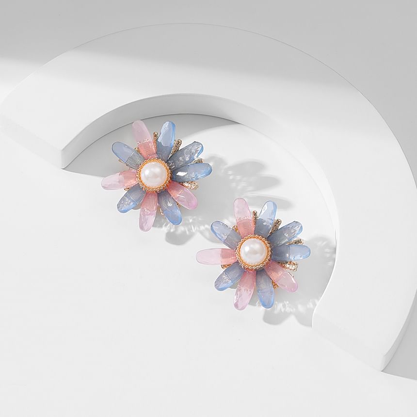 Boucles d'oreilles à tige en acrylique avec fausses perles florales