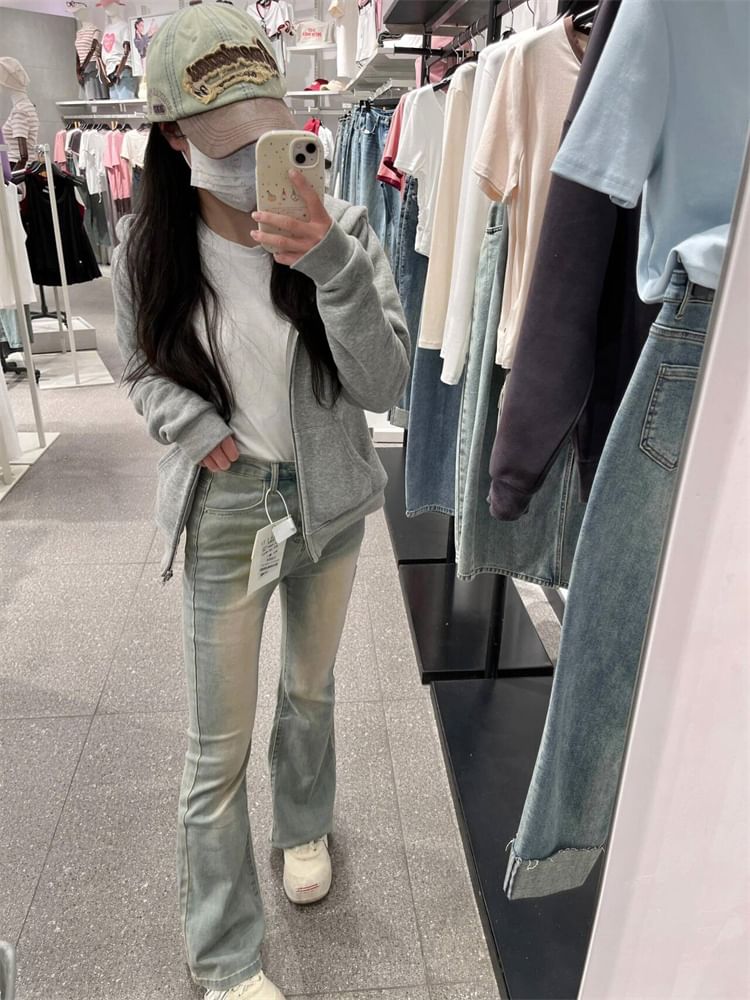 Jean droit délavé taille moyenne