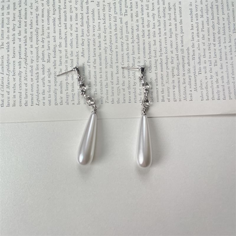 Faux Earring Dangle Pearl Alloy