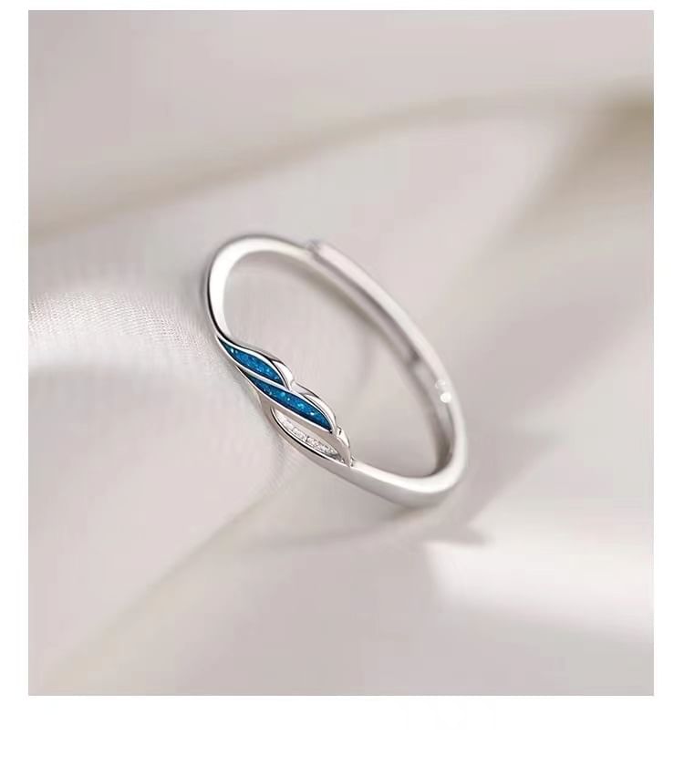 Bague ouverte en argent sterling avec motif vague