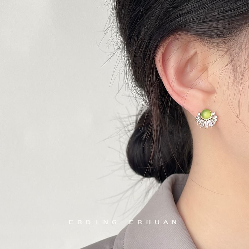 Boucles d'oreilles à tige en strass cabochon