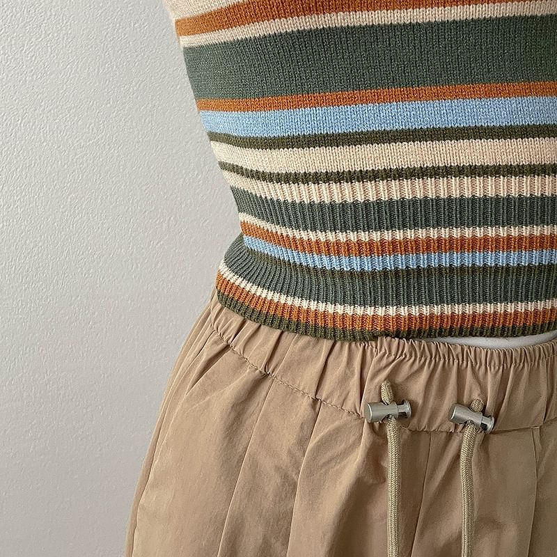 Embroidered Top Striped Letter Halter