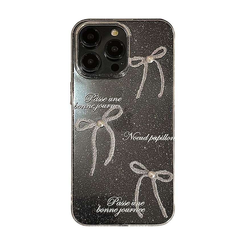 Phone Pearl Case Bow Faux