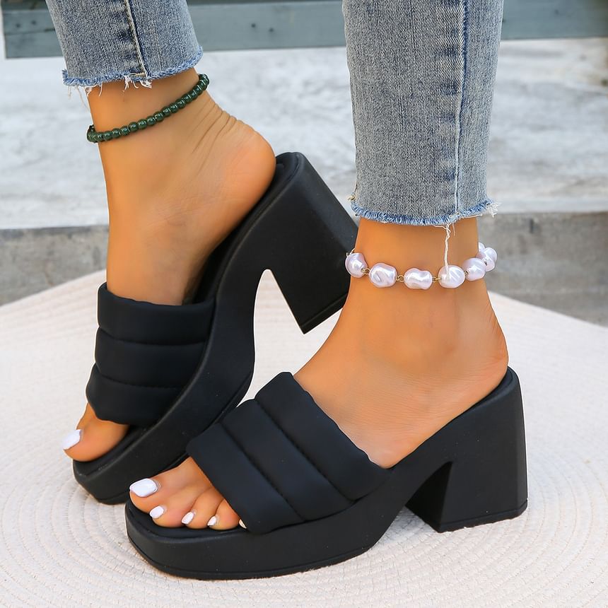 Plain Block Sandals Heel Slide