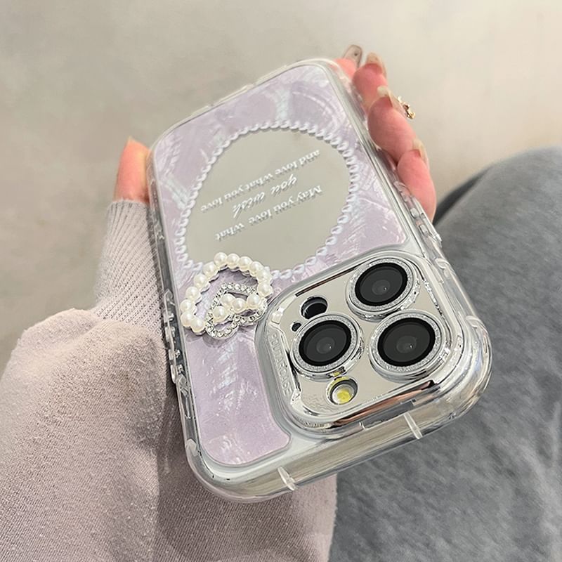 Faux Pearl Mirrored Phone Case