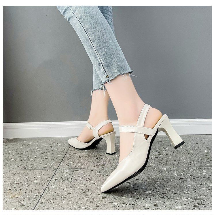 Sandals Heel Slingback Plain High