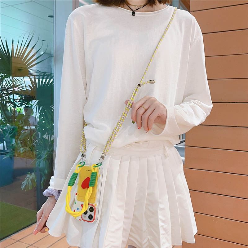 Case Lanyard / Phone Card Set Heart Strap Holder