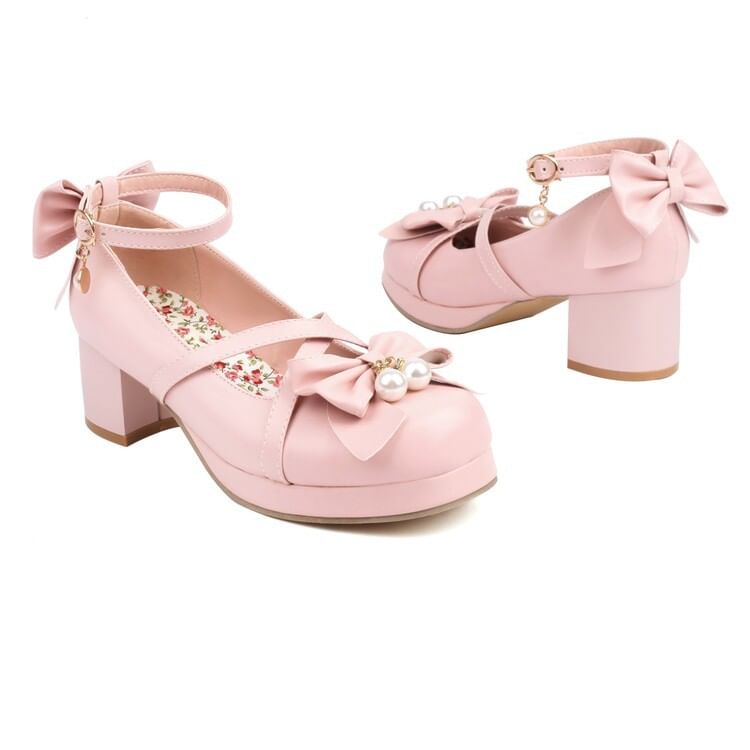 Strap Pumps Mary Platform Bow Jane Ankle