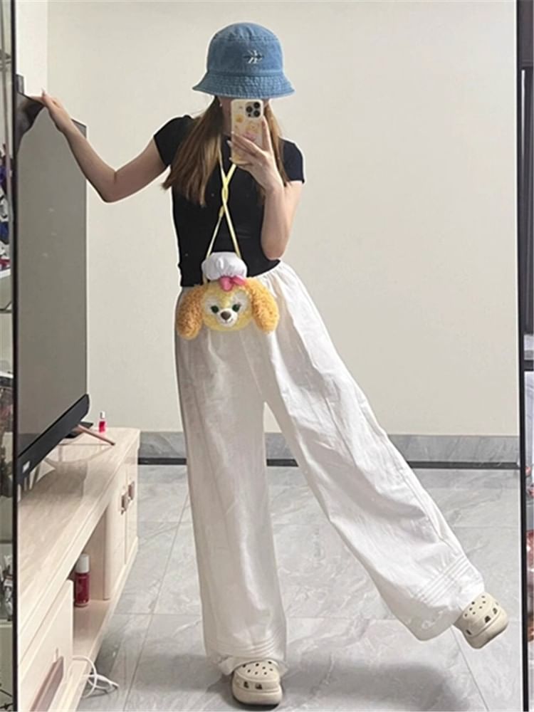 Pantalon large taille haute