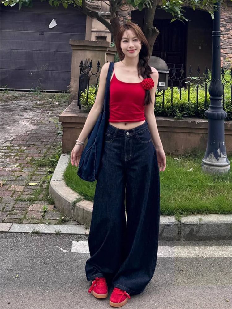 Jean large à taille moyenne