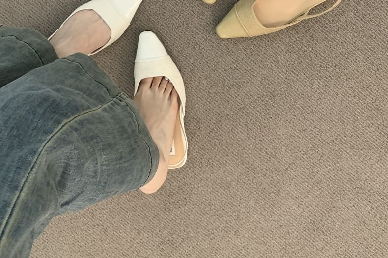 Cap Toe Slingback Square Pumps