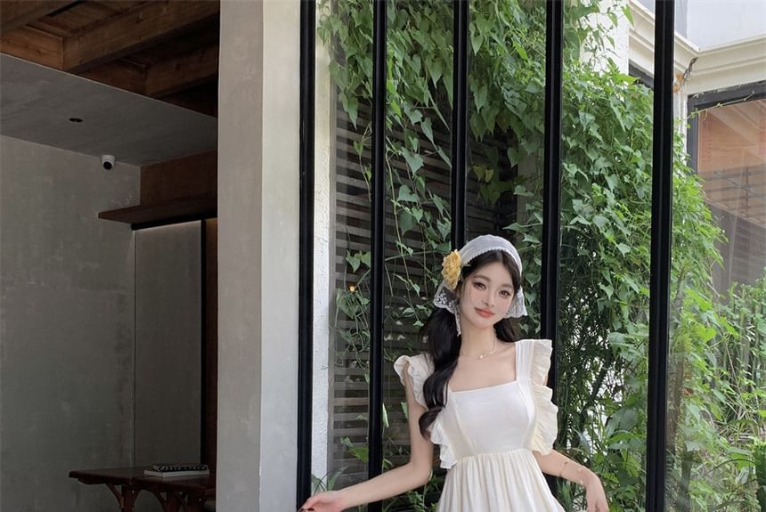 Dress Strap Spaghetti Maxi A-Line Tie Back