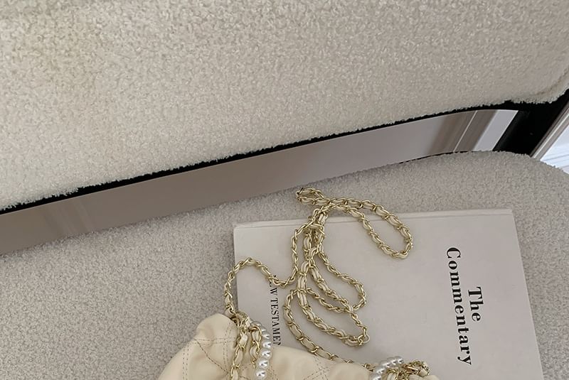 Crossbody Faux Bag Chain Quilted Pearl