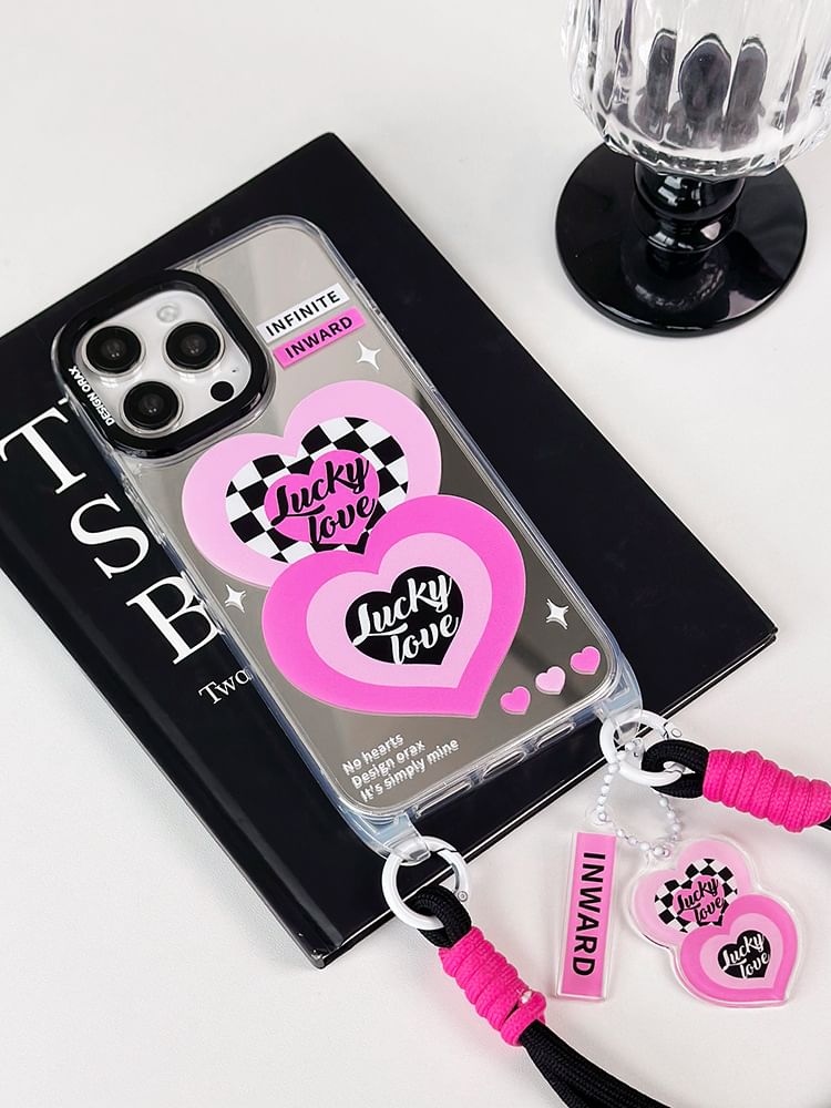 Heart Mirrored Strap Phone Case