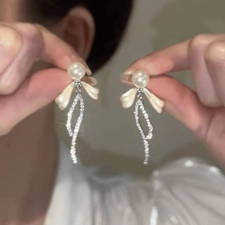 Earring Drop Rhinestone Bow