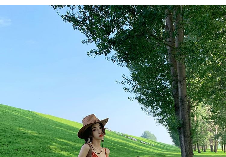 Strap Sundress Spaghetti Maxi Patterned