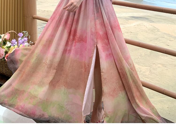 Robe midi tie dye à bretelles spaghetti A