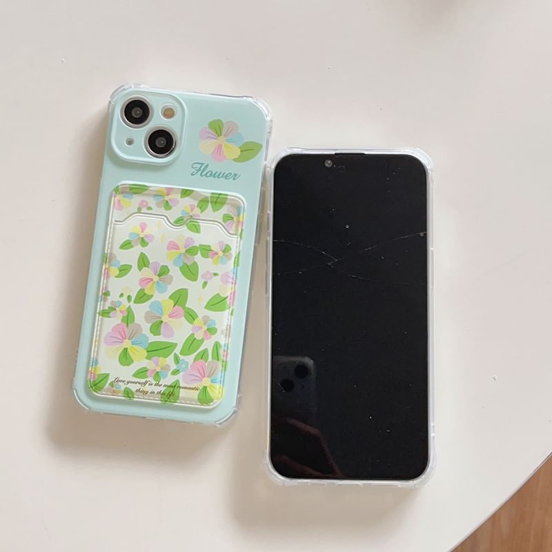 Phone Strap Card Floral Case Holder