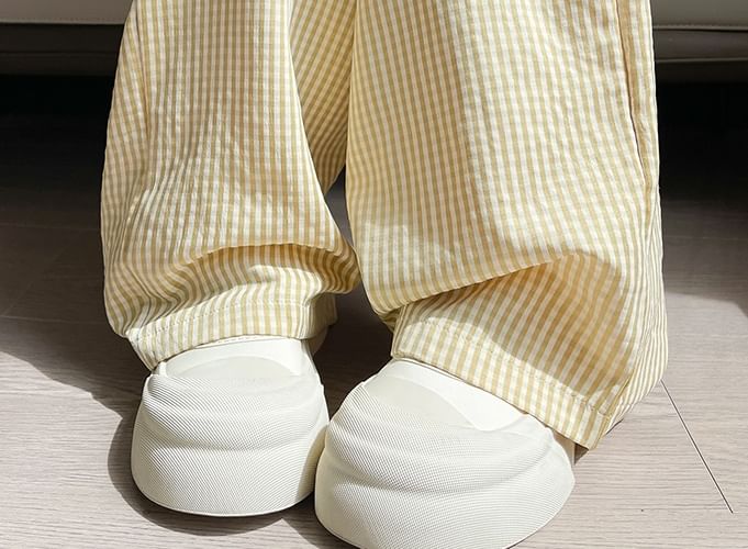 Pantalon large taille haute avec cordon de serrage et poches à empiècements contrastés
