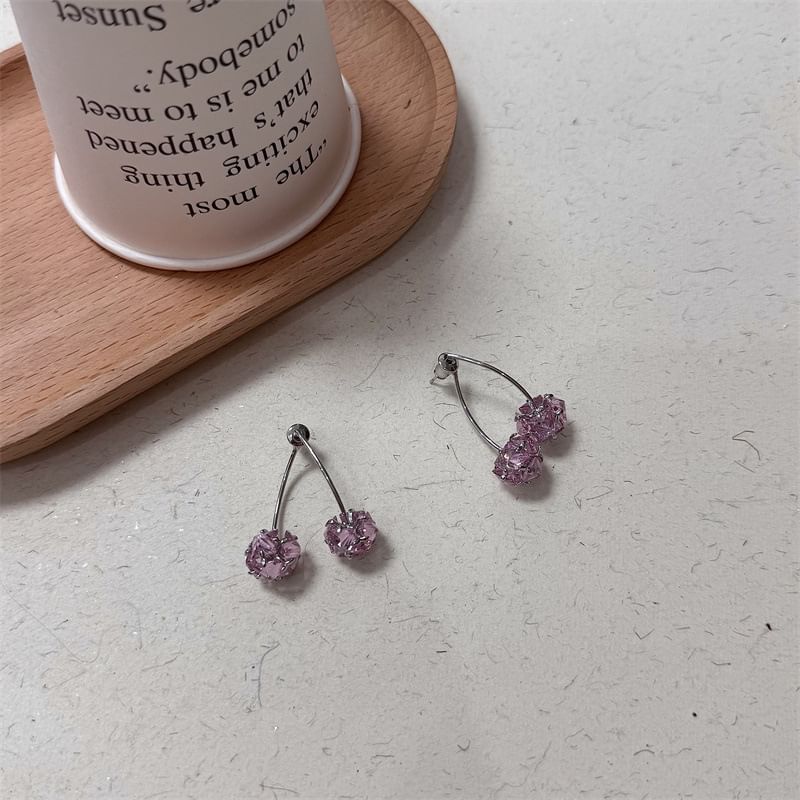 Rhinestone Earring Cherry Drop