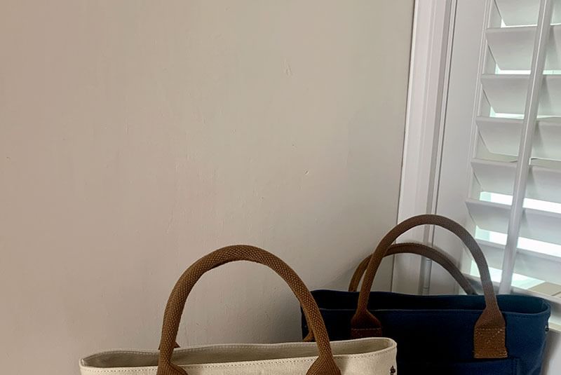Strap Canvas Tote Contrast Bag