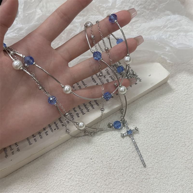 Necklace Layered Cross