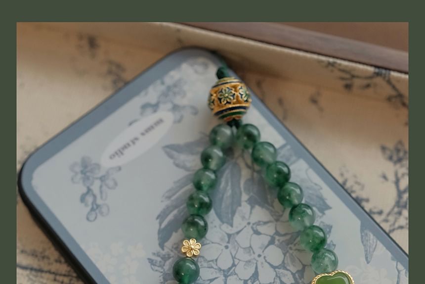 Heart Faux Gemstone Bead Phone Strap