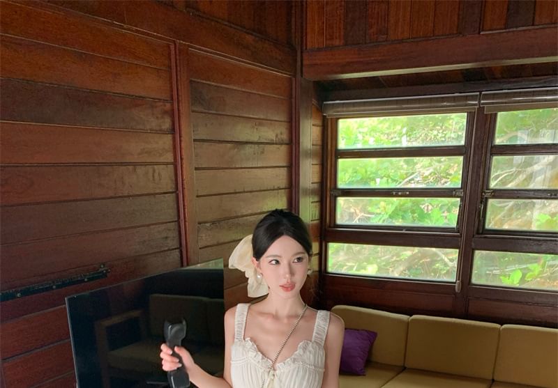 Maxi Dress Button Sleeveless Plain Slit A-Line