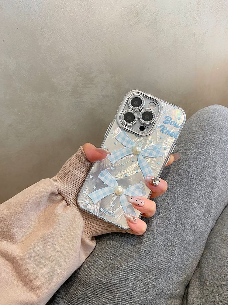 Bow Phone Pearl Adhesive Faux Decoration / Set Case