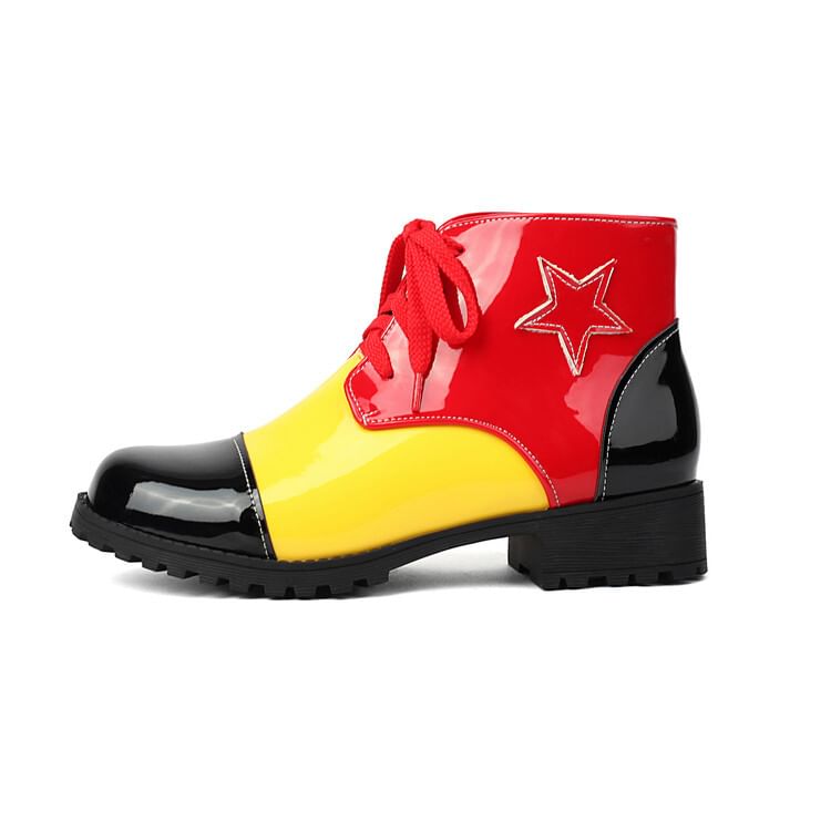 Star Short Boots Lace-Up Applique