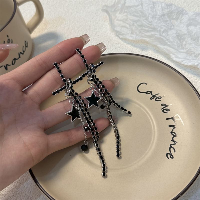 Earring Rhinestone Cross Dangle