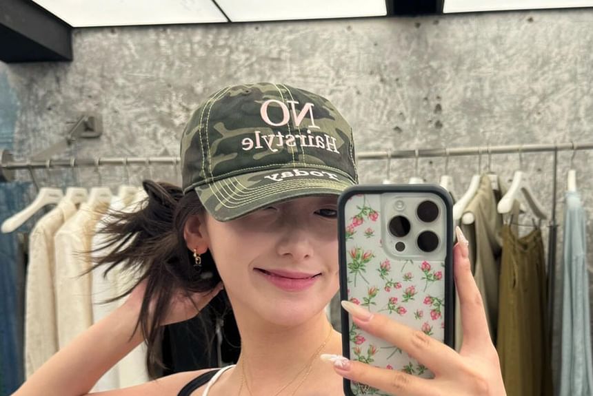 Print Embroidered Cap Camo Letter Baseball