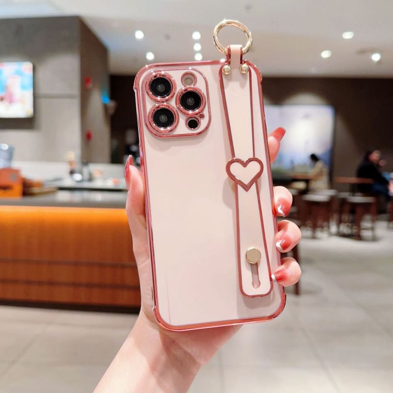 Heart Phone Case With Hand Strap For iPhone 16, 16 Plus, 16 Pro, 16 Pro Max, 15, 15 Pro, 15 Pro Max, 14, 14 Plus, 14 Pro, 14 Pro Max, 13, 13 Pro, 13 Pro Max