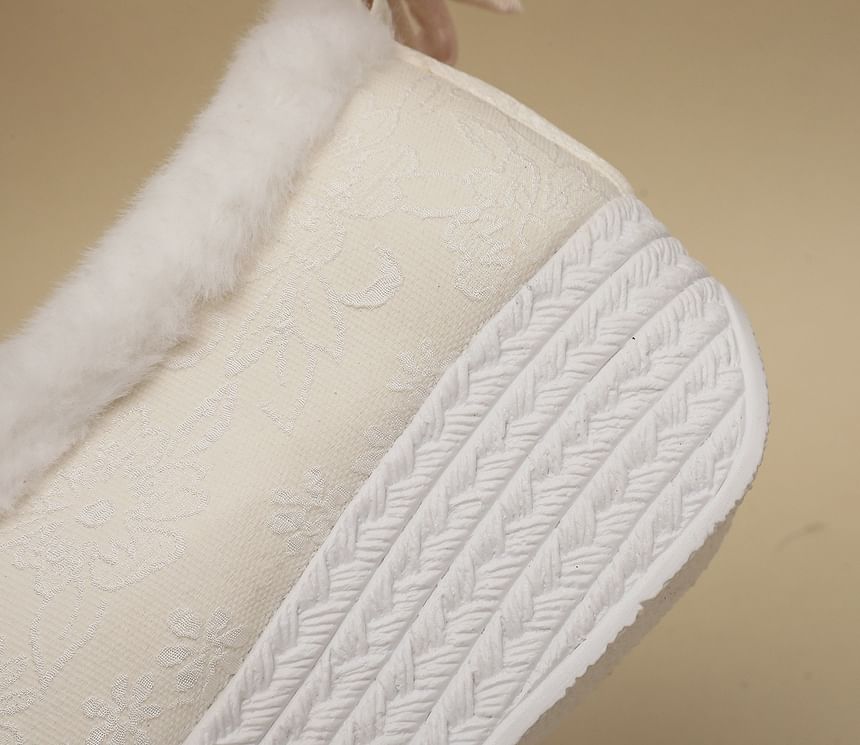 Platform Pumps Heel Bow Wedge Fleece-Lined