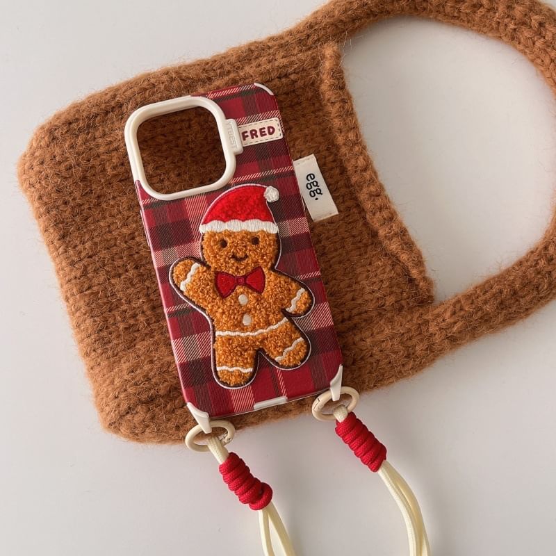 Phone Christmas Strap Case Embroidered