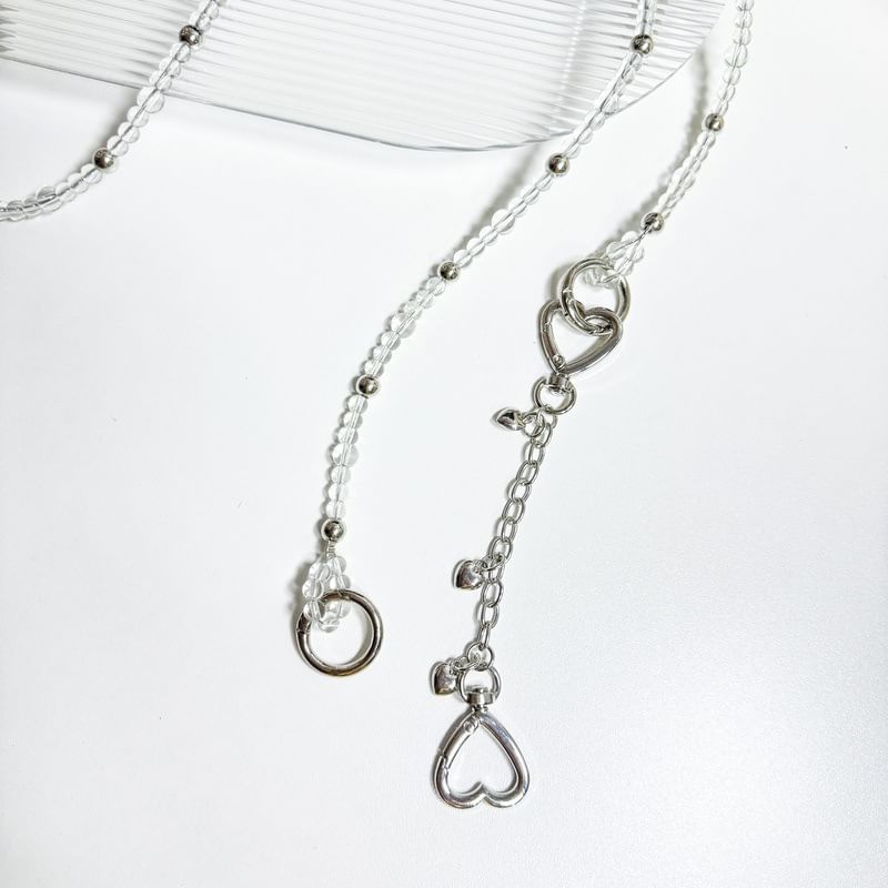 Phone Faux Alloy Buckled Lanyard Crystal Heart