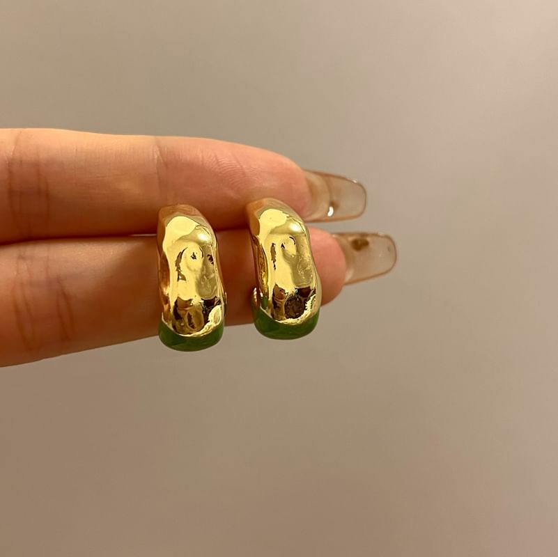 Earring Hoop Glaze Open Irregular Alloy